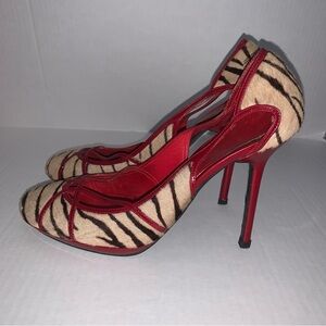 Casadei Zebra Print Fur Pumps Size 8.5